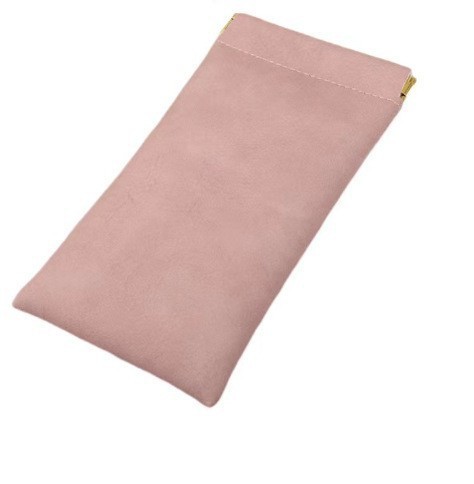 Étui bleu smog à cadre marron avec ressort et tissu pour lentilles