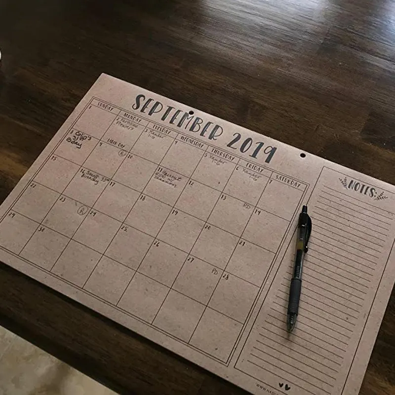 Calendario Da Parete Da Tavolo personalizzato Mensile Pad 2021 di Carta Kraft Planner