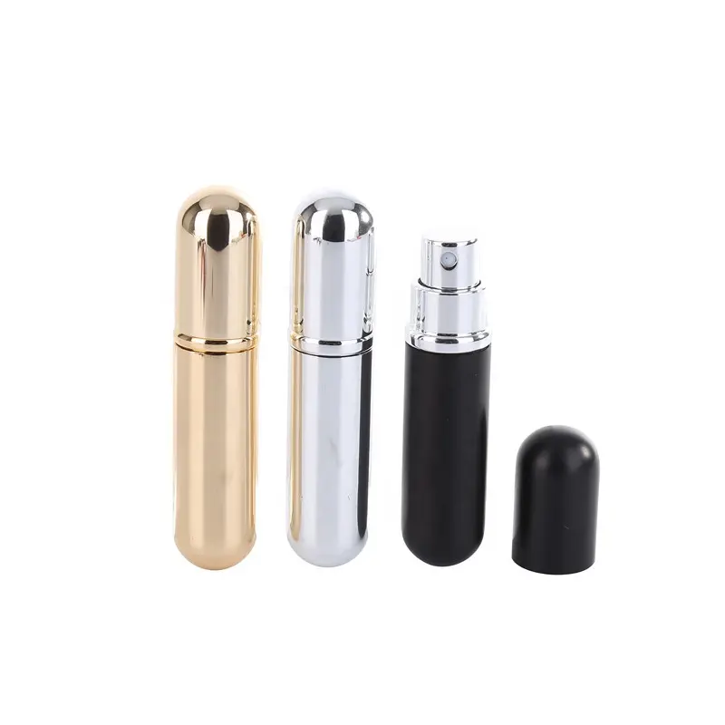 Sıcak satış seyahat boyutu ruj parfüm tüpü 5ml Mini doldurulabilir boş Atomizer pompası alüminyum parfüm şişesi