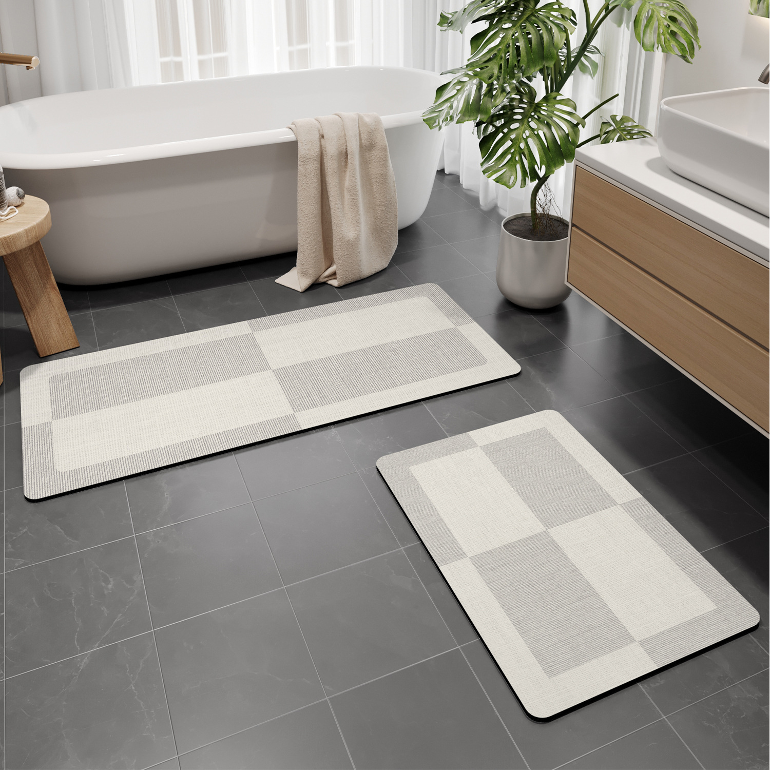 Tapis de bain en terre de diatomées améliorée - Cyprès blanc