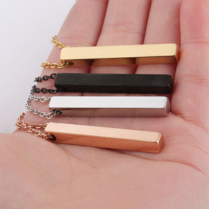 Dainty 18K Custom Vertical Bar Chocker Boys Custom Nameplate Pendant Thin Vertical Bar Chain Necklace Women Personalized <strong>Name</strong> - Product Image 3