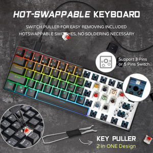 Teclado LED 60% al por mayor tipo C RK 61 teclas mini 2,4 OEM 60% RGB hotswap retroiluminado recargable rk61 Teclado mecánico Gaiming