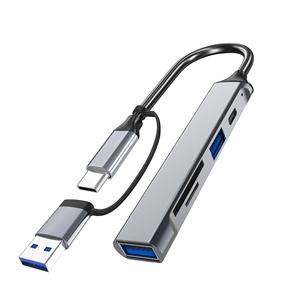 2 in 1 5พอร์ต USB ฮับ3.0กับอะแดปเตอร์หลายพอร์ต OTG HUB ตัวอ่านการ์ด TF USB C HUB - Product Image 1