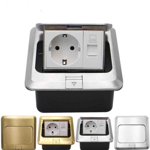 Fabbrica EU Standard Pop Up Presa di Terra RJ45 Dati Internet Del Computer Presa Prese 2 Vie Pavimento Elettrico Interruttori di Alimentazione Presa di - Product Image 1