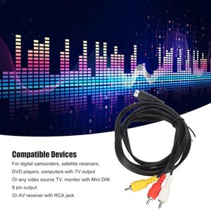 MIDI Mini DIN 9 pines macho a 3 RCA macho Audio Video Cable compuesto estéreo AV Cable de conexión Cable para señal de equipo - Product Image 3