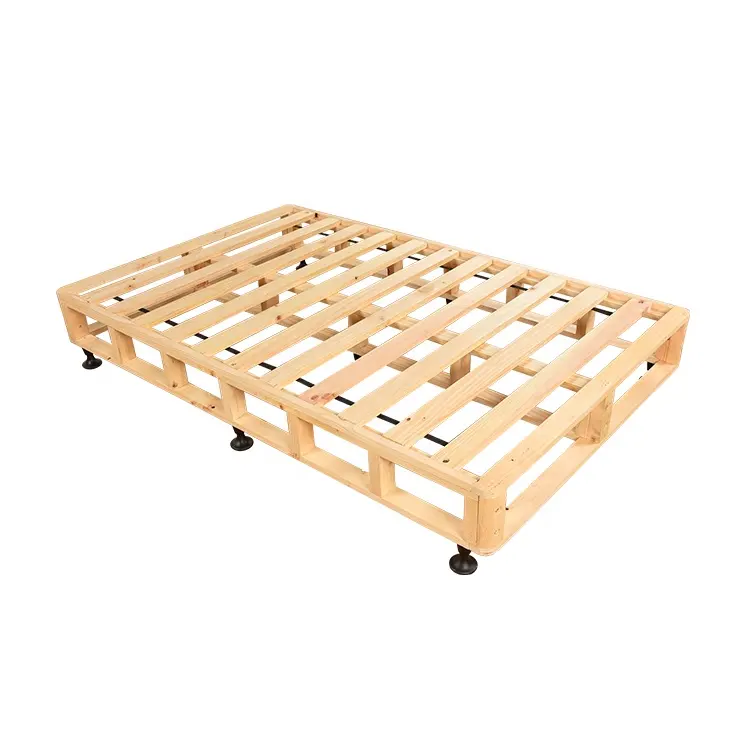 Base de cama de madera para dormitorio, muebles sencillos, empaquetados en una caja