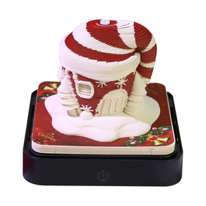 <strong>Customized</strong> 3D Paper Craft Laser Cut Calendar Paper Sheet <strong>Notes</strong> <strong>Cube</strong> Design Paper <strong>Block</strong> Notepad Christmas Santa House 3D <strong>Memo</strong> Pad - Product Image 1