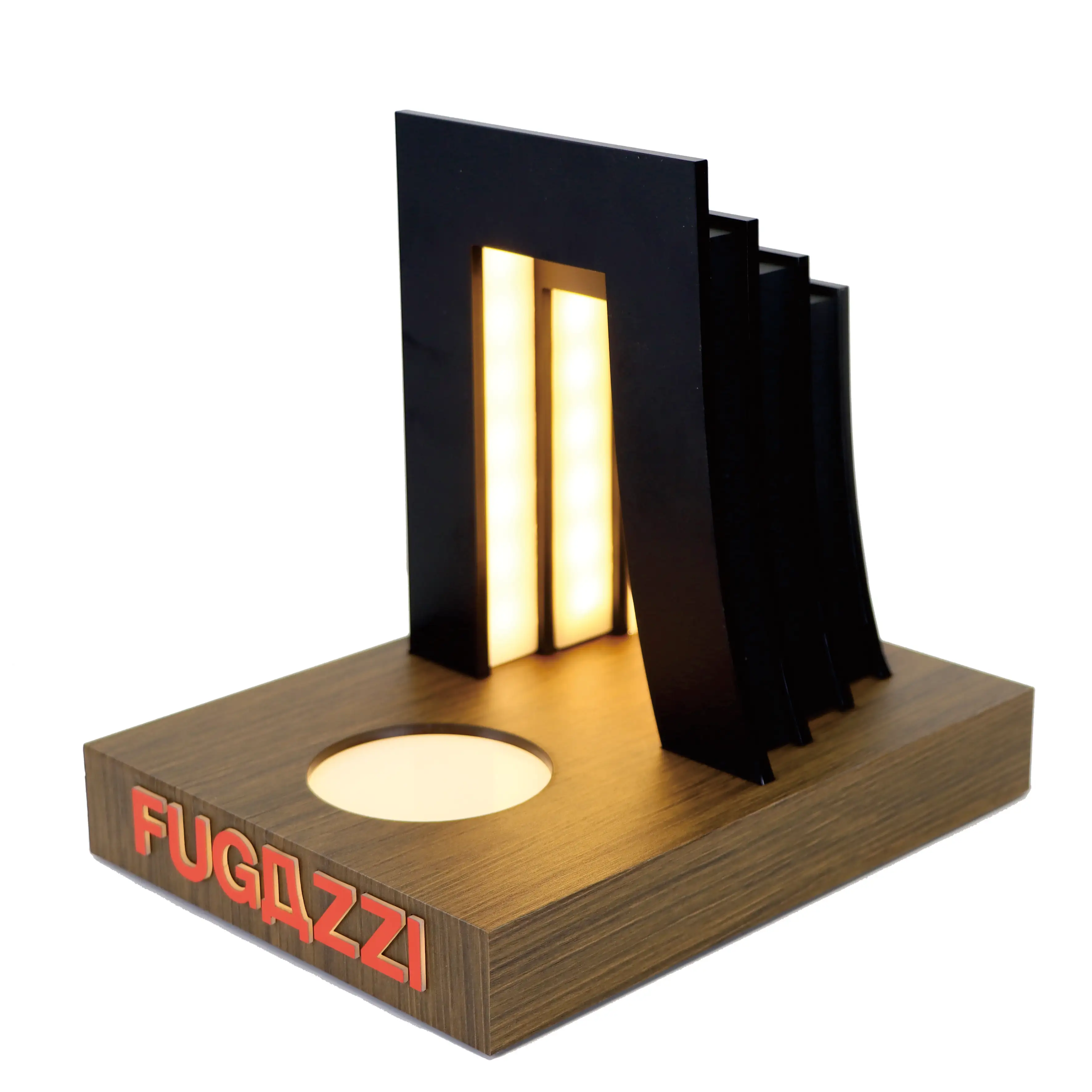 Soporte de exhibición acrílico personalizado, Mostrador de lujo, soporte de madera para perfume, mesa con luz LED