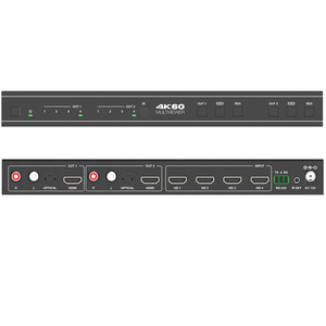 4x2 4K UHD高清多媒体无缝切换器四路多查看器，带音频去嵌入器，适用于家庭影院系统