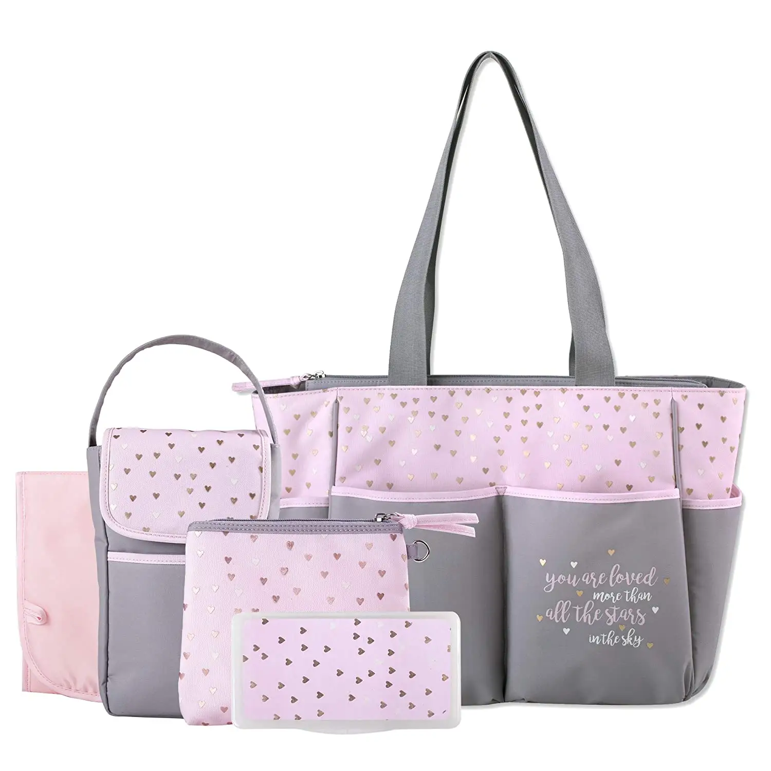 Sac à couches 5 en 1 pour bébés, personnalisé, pliable, pour couches, de maternité, pour landau