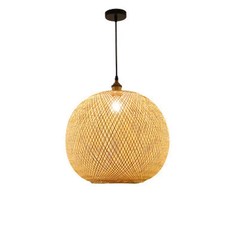 Ronde Vorm Handgemaakte Bamboe Hanglamp Rotan Lamp Voor Restaurant Thee Huis Home Decor
