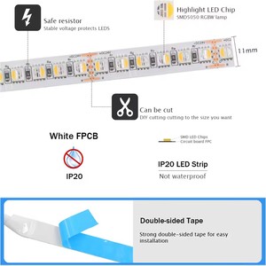 Tira de LED brillante RGBW RGBWW 12V 24V SMD 5050 4 colores en 1 Chip 60 108 120 LEDsM cinta de luz Flexible para proyectos de bricolaje