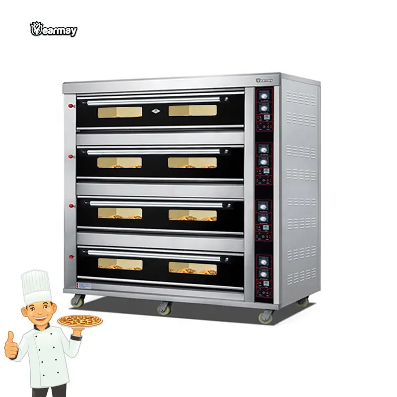 Electricidad y Gas buena panadería calidad Industria de Capa 4 cubierta 16 bandeja pan árabe de doble capa de horno