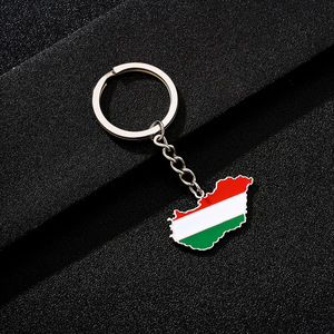 18K Gold Plated Enamel Hungarian Flag Charm Keychain Fashionable Stainless Steel Enameled Hungarian Map Pendant <strong>Key</strong> Chain - Product Image 6