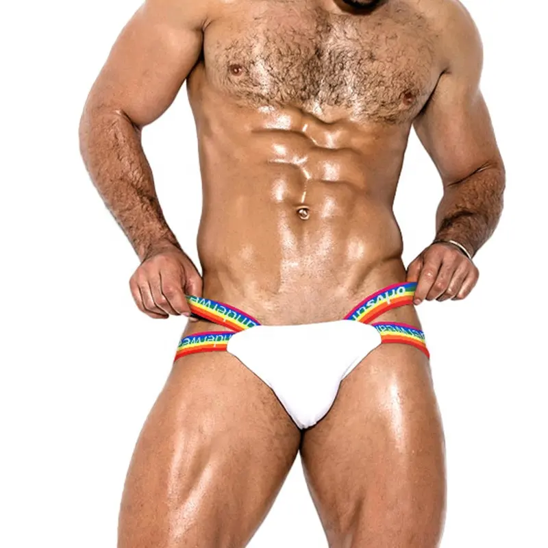 Men's Sexy Rainbow Jockstrap Belt Cotton Underwear Man Breathable Lingerie Slip Hombre U Convex Low Waist String Gay Party Thong