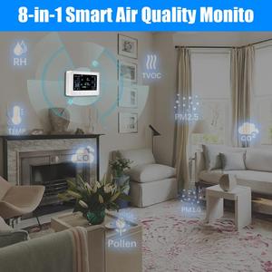 Монитор качества воздуха, Wi-Fi, 2,4 ГГц, 8 в 1, CO2/CO/PM2.5/PM1.0/TVOC/пыльца/измеритель температуры и влажности с сигнализацией, Смарт-приложение Tuya N - Product Image 4