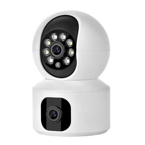 Wifi iç kamera 4MP çift geniş açı çift Lens renkli gece görüş kapalı kablosuz IP WiFi PTZ kamera