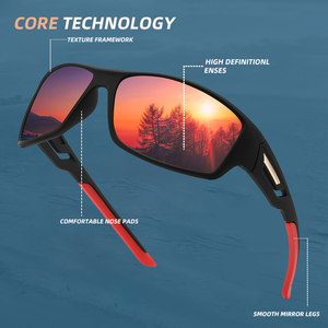 Vente en gros de lunettes de soleil de sport pour hommes, lunettes de soleil polarisées coupe-vent à la mode pour le cyclisme, la pêche, PC rouge pour la conduite à vélo en plein air - Product Image 2