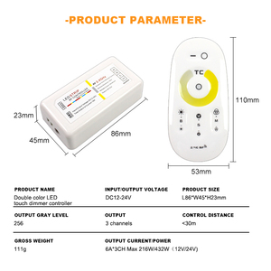 DC12V/24V Wireless RF <strong>LED</strong> Strip Light <strong>Controller</strong> Dual-Color Remote Touch Screen PWM <strong>With</strong> 6A <strong>Output</strong> Current <strong>DMX</strong> Connection Mode - Product Image 2