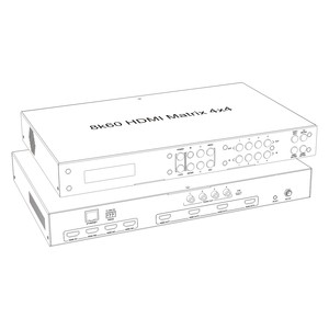 8k60 HDMI matriz de conmutación 4x4 HDMI matriz 4:4:4 HDR y HDCP2.3 IR, RS232 y lP/web Ul control métodos HDMI matriz