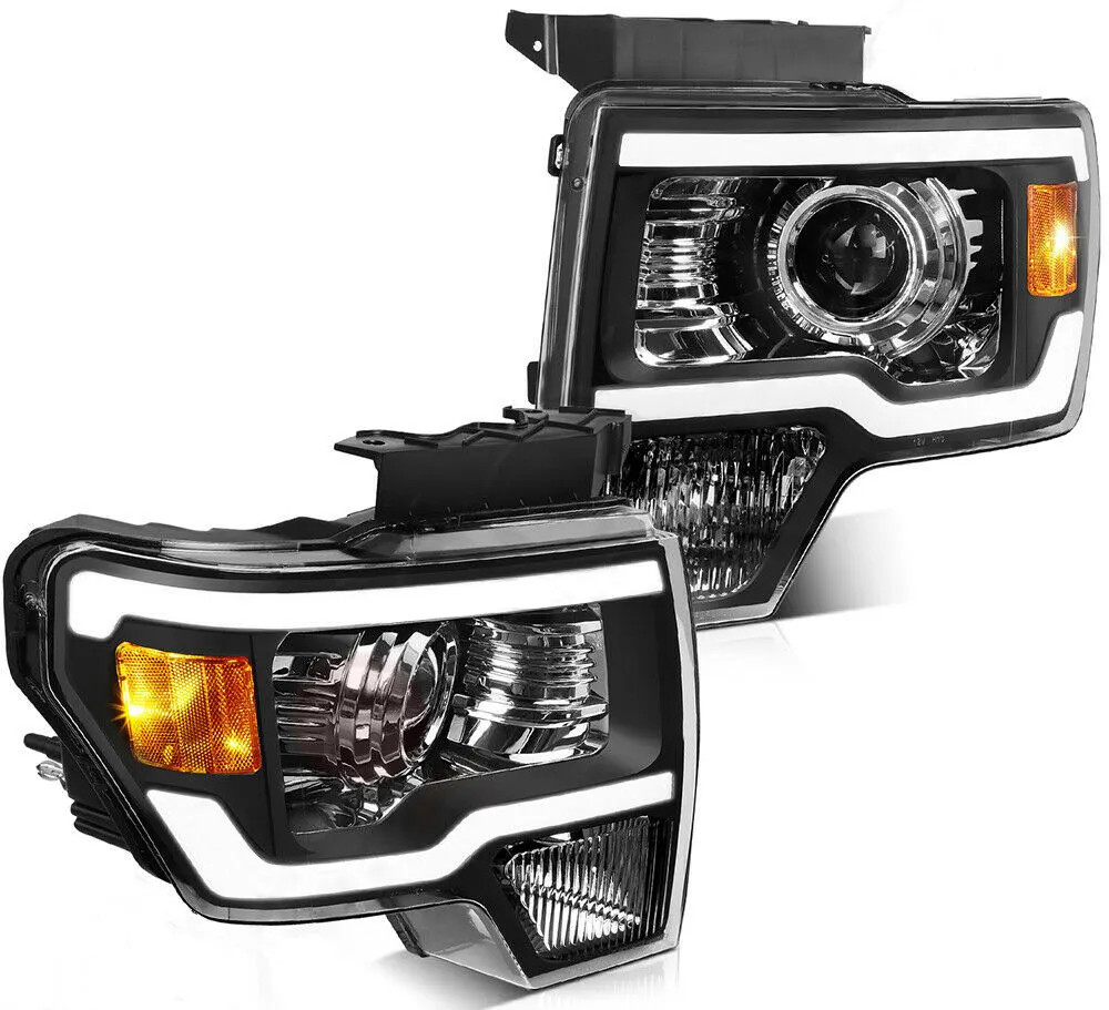 Systèmes d'éclairage automobile phares halogènes au xénon phare de voiture phares LED pour Ford F150 2009-2014 projecteur noir 12V clair