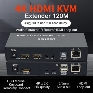 全高清高清高清多媒体接口扩展器120M 4K 1080P高清多媒体接口，单5e类/6 RJ45局域网KVM扩展器，带KVM通用串行总线红外遥控环路120M