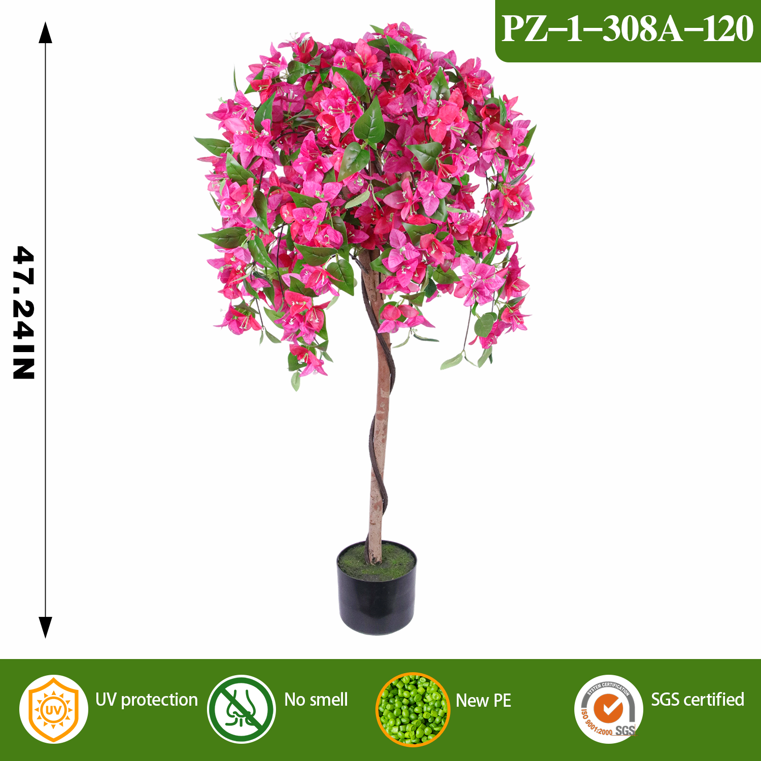 fleur rose PZ-1-308A-120