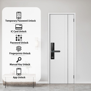 XSDTS Tuya WIFI Smart Door <strong>Lock</strong> with Biometric Fingerprint Card <strong>Key</strong> Password and Temporary Password <strong>Entry</strong>