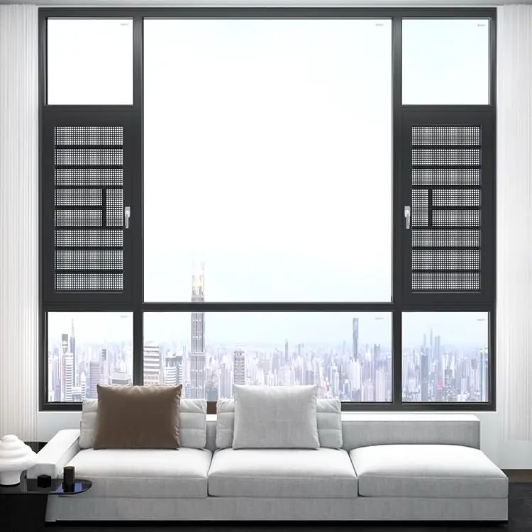 SIIGUL aluminium jendela kaca ganda desain kedap suara dengan kunci keamanan dan jendela layar terbang dan pintu untuk Interior rumah
