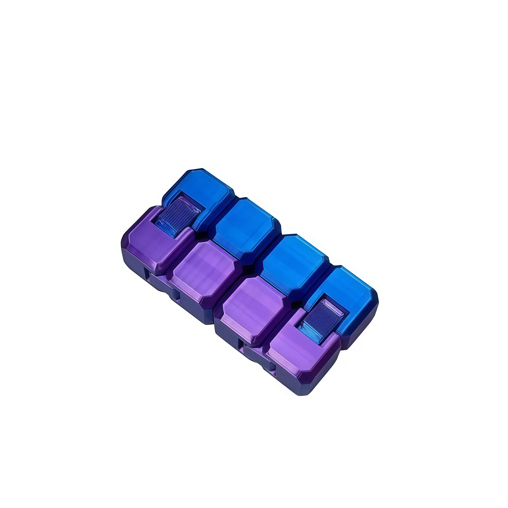 Cubo interactivo rojo y azul.