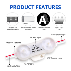 โมดูลการฉีดแบบ2 LED SMD 2835 12V โมดูลกันน้ำป้ายโฆษณาโมดูล LED 0.72W - Product Image 3