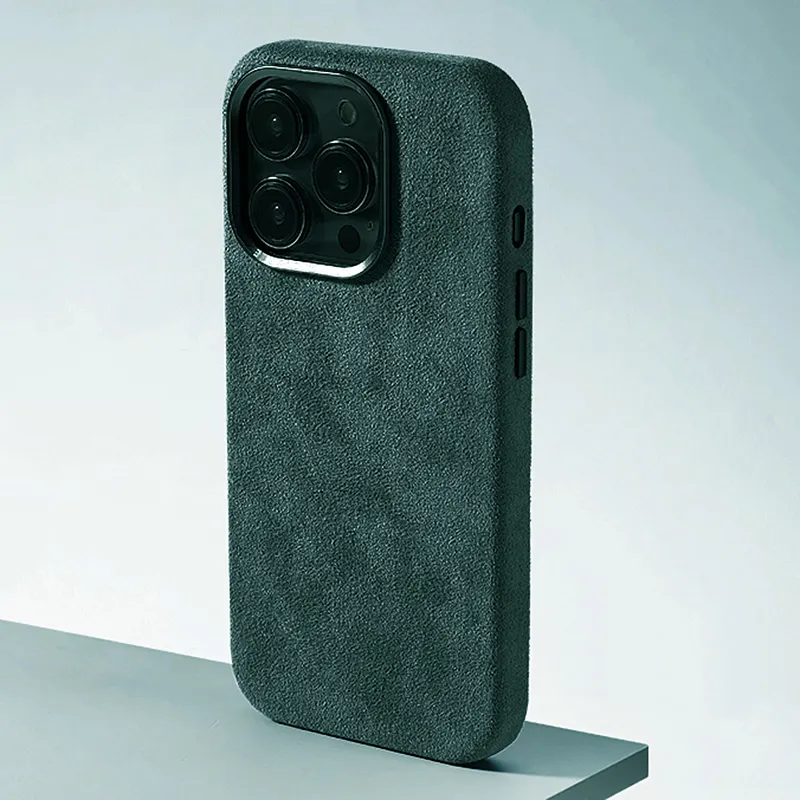 Nieuwe Aankomst Luxe Bont Flush Lederen Stof Telefoon Case Voor Iphone 12 13 14 15 Pro Max Suede Materiaal Mobiele Telefoon Hoes