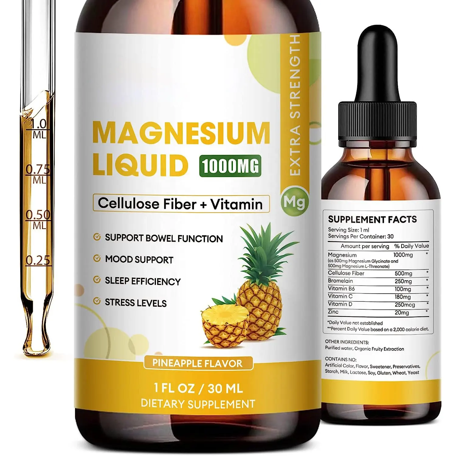 OEM Private Label Vitamin Magnesium Liquid Drops Promotes Bowel Relaxation Liquid Magnesium Magnesium Glycinate Supplement