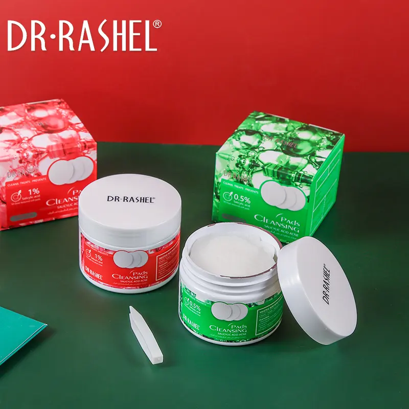 DR RASHEL cuscinetti detergenti per l'acne all'acido benzilico maschera facciale cuscinetti in cotone per trattamento dell'acne