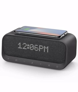 Bluetooth soundbox 15w wireless fast charger tessuto uso domestico altoparlante sveglia portatile per macchina del suono