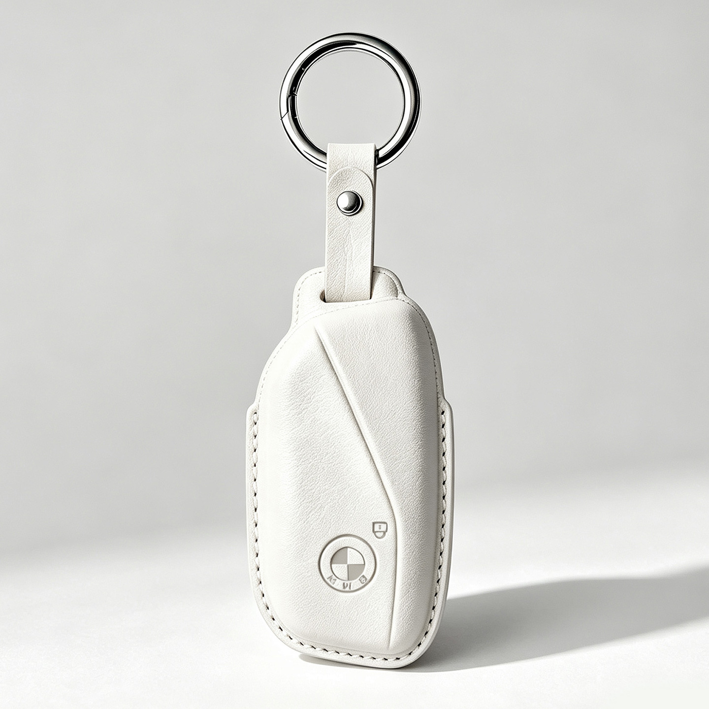 Custodia in pelle stile f-bianco-p2 custodia per chiavi con fibbia in pelle corta