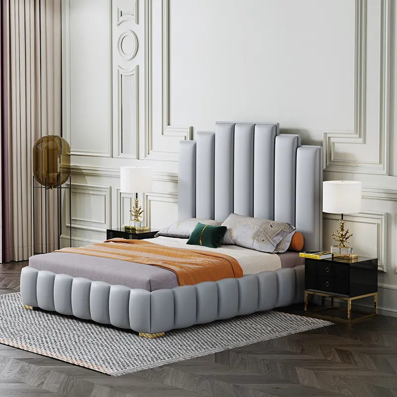 Couvre-chef en cuir marron, meuble de chambre à coucher, de couleur grise, personnalisé, pour lit Queen size