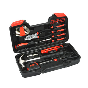 39 Piece <strong>Tool</strong> Set General Household Hand <strong>Kit</strong> With <strong>Red</strong> Plastic Toolbox Storage Case - Product Image 1
