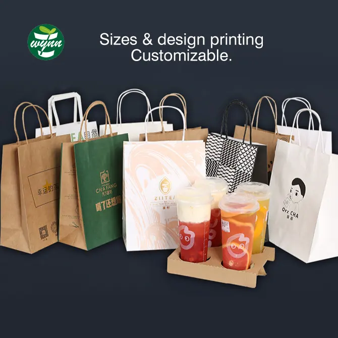 Weiße und braune Kraft papiertüte China Twisted Handle Bolsa de Papel Einkaufstasche mit Logo gedruckt