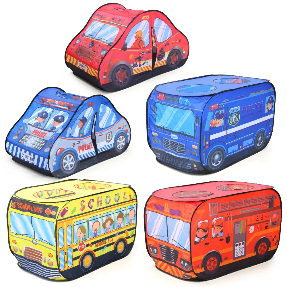 Soft Toy Tent Camping Kids Tent Popup Playhouse Fire Truck Police Car Tent Car Indoor Outdoor Game House Bus
