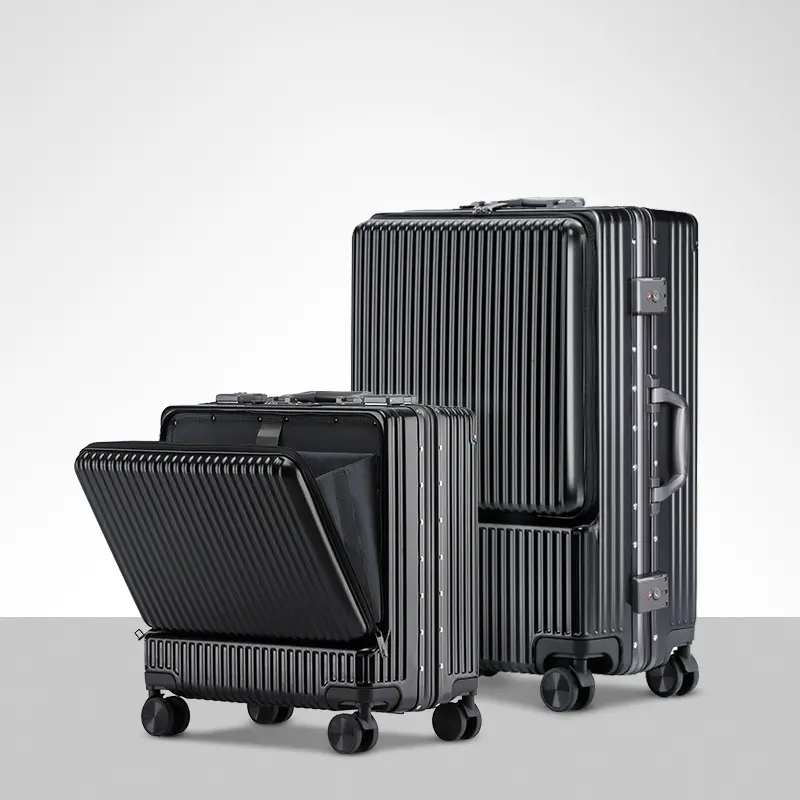 Toptan özelleştirilmiş 20 "bagaj taşımak için alüminyum bavul arabası Pc alüminyum valiz bagaj açık havada