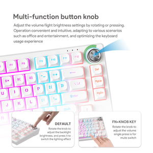 Mới 75 phần trăm RGB Backlit cảm thấy cơ khí USB bàn phím có dây đa chức năng Nút knob 19-Key chống bóng mờ - Product Image 5