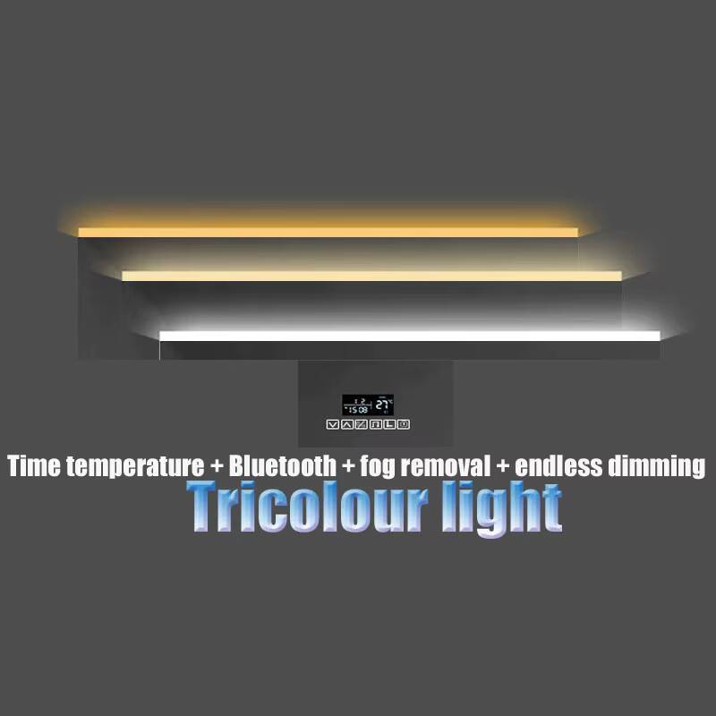 Lumière tricolore à intensité variable/anti-buée avec Bluetooth (température/heure)