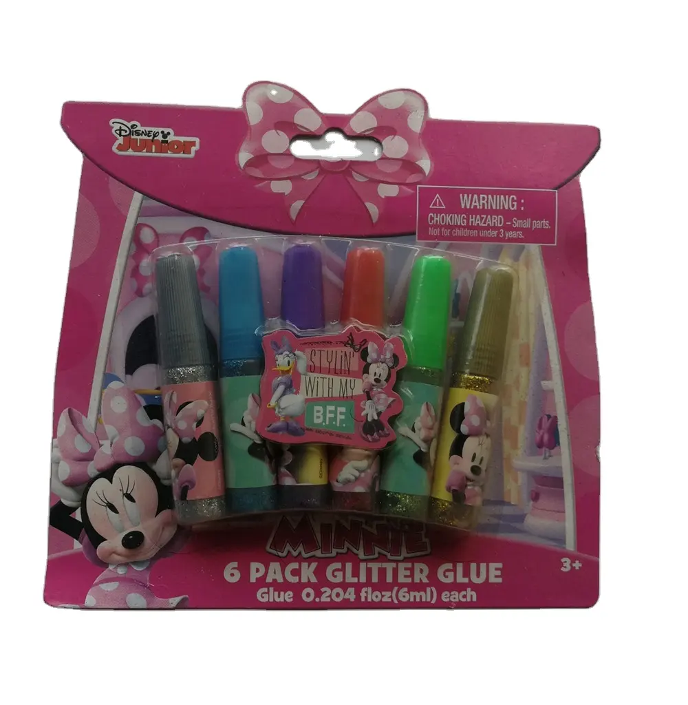 I bambini del fumetto di carta della bolla torna a scuola 6pcs 6ml colla glitter per i bambini