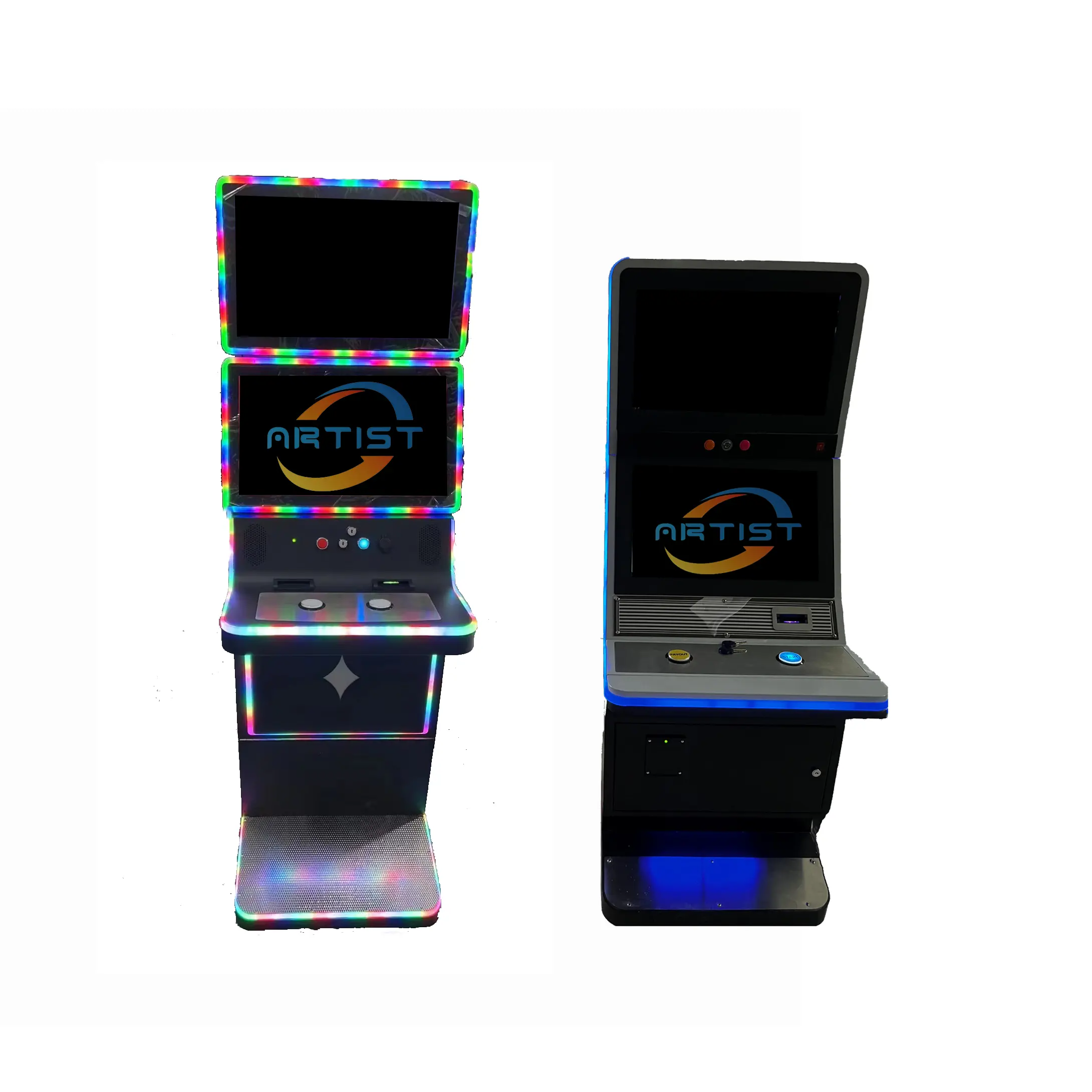 Gabinete de diseño atractivo con monitores táctiles duales de 23,6 pulgadas Máquina de juego de habilidad de barra de luz hermosa