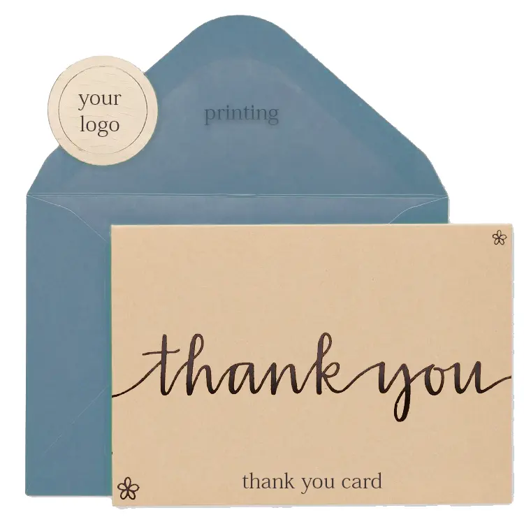 Großhandels kunde danke Karten druck für kleine Unternehmen mit Umschlag und Aufklebern