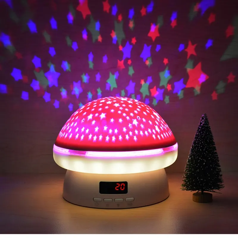 Lonvel 360 Rotation Starry Sky Projector Night Light 3D Mushroom Smart Night Lamp Moon Light Colorful Home Room Decor Kids Gifts