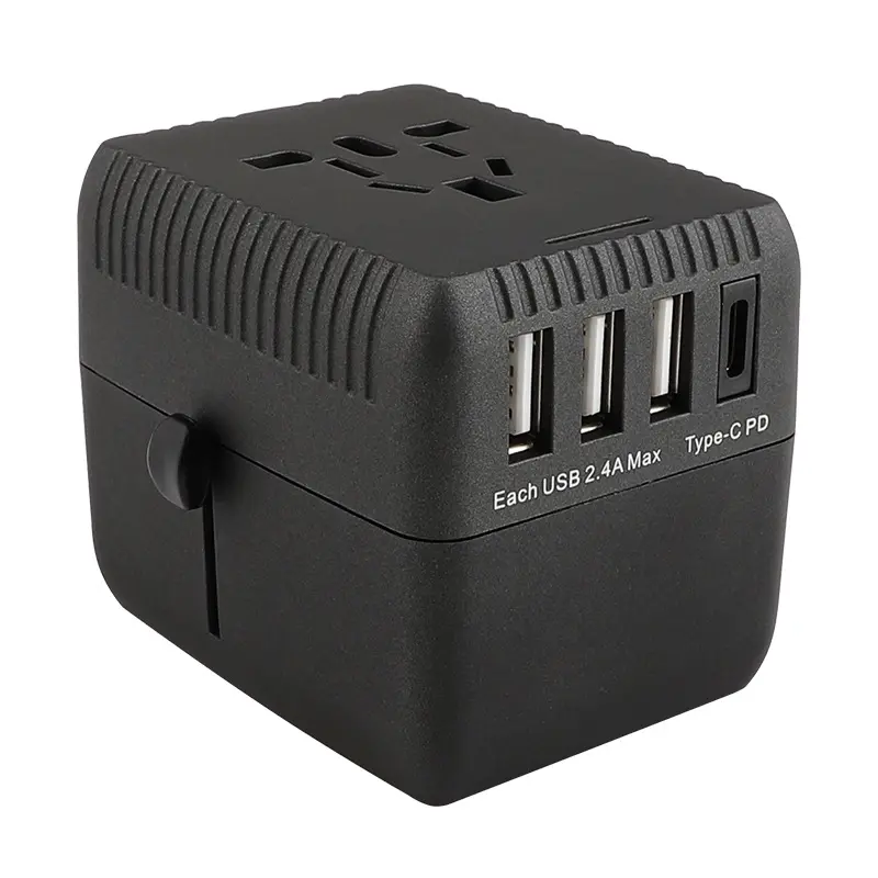 Acessórios móveis tudo em um, adaptador de viagem com material seguro, 5000mA, 4USB, adaptador inteligente para viagem, material cooper seguro