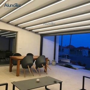 Retractable <strong>Patio</strong> Awning Retracted Pergola <strong>PVC</strong> With Rain Wind Sensors - Product Image 4