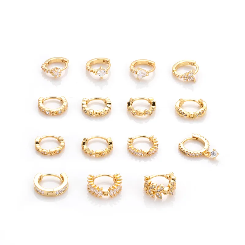 Venta al por mayor de acero inoxidable 18K PVD chapado en oro joyería para mujer lindos pendientes estrella circón hoja oreja brazalete Piercing Stud pendientes